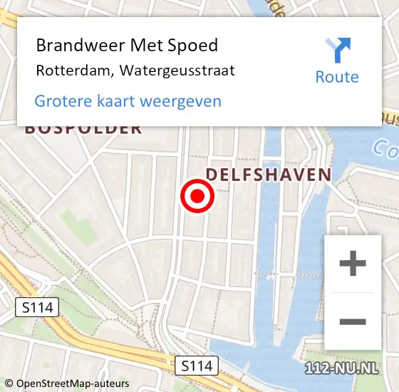 Locatie op kaart van de 112 melding: Brandweer Met Spoed Naar Rotterdam, Watergeusstraat op 31 december 2024 20:54