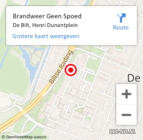 Locatie op kaart van de 112 melding: Brandweer Geen Spoed Naar De Bilt, Henri Dunantplein op 31 december 2024 21:01