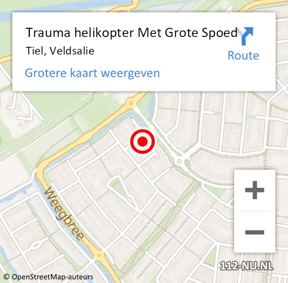 Locatie op kaart van de 112 melding: Trauma helikopter Met Grote Spoed Naar Tiel, Veldsalie op 31 december 2024 21:01