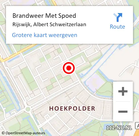 Locatie op kaart van de 112 melding: Brandweer Met Spoed Naar Rijswijk, Albert Schweitzerlaan op 31 december 2024 21:02