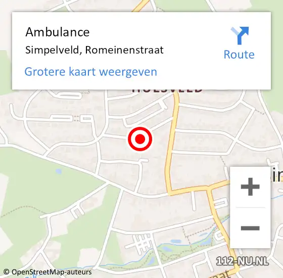 Locatie op kaart van de 112 melding: Ambulance Simpelveld, Romeinenstraat op 1 november 2014 10:14