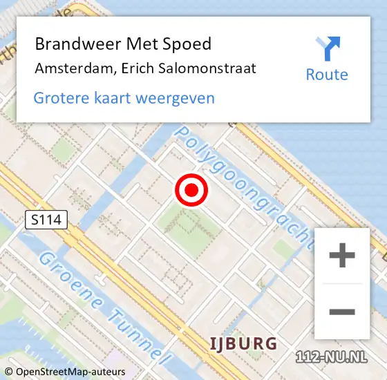 Locatie op kaart van de 112 melding: Brandweer Met Spoed Naar Amsterdam, Erich Salomonstraat op 31 december 2024 21:05