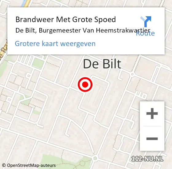 Locatie op kaart van de 112 melding: Brandweer Met Grote Spoed Naar De Bilt, Burgemeester Van Heemstrakwartier op 31 december 2024 21:07