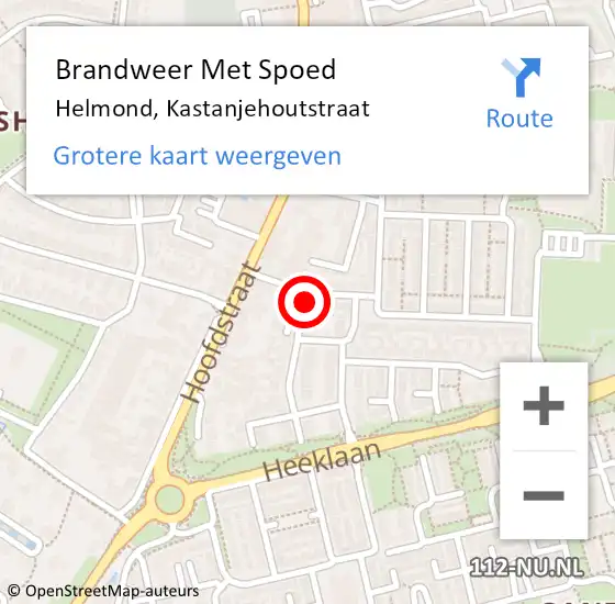 Locatie op kaart van de 112 melding: Brandweer Met Spoed Naar Helmond, Kastanjehoutstraat op 31 december 2024 21:09