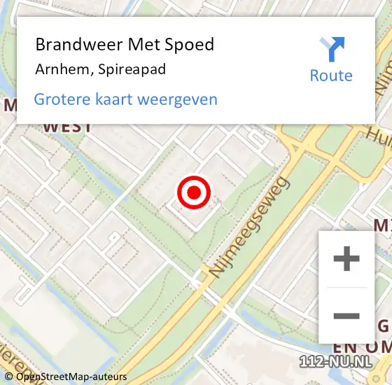 Locatie op kaart van de 112 melding: Brandweer Met Spoed Naar Arnhem, Spireapad op 31 december 2024 21:09