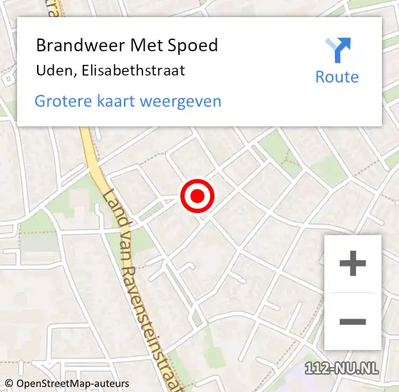 Locatie op kaart van de 112 melding: Brandweer Met Spoed Naar Uden, Elisabethstraat op 31 december 2024 21:10