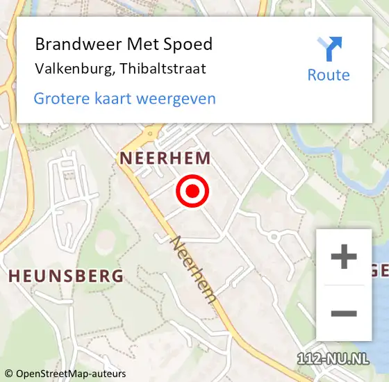 Locatie op kaart van de 112 melding: Brandweer Met Spoed Naar Valkenburg, Thibaltstraat op 31 december 2024 21:12