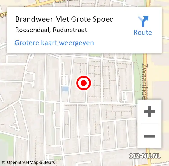 Locatie op kaart van de 112 melding: Brandweer Met Grote Spoed Naar Roosendaal, Radarstraat op 31 december 2024 21:12