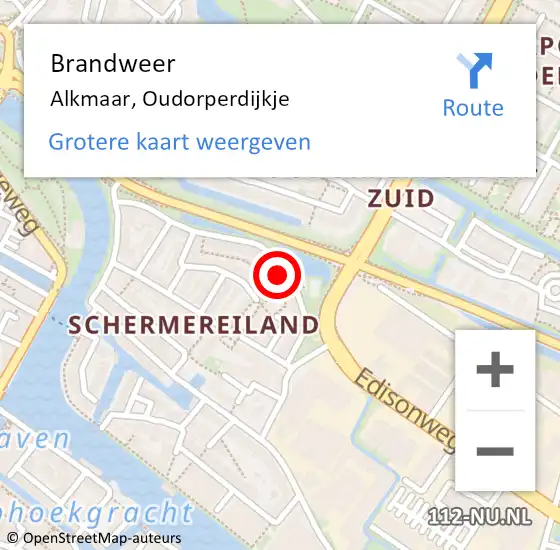 Locatie op kaart van de 112 melding: Brandweer Alkmaar, Oudorperdijkje op 31 december 2024 21:13