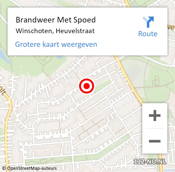 Locatie op kaart van de 112 melding: Brandweer Met Spoed Naar Winschoten, Heuvelstraat op 31 december 2024 21:17