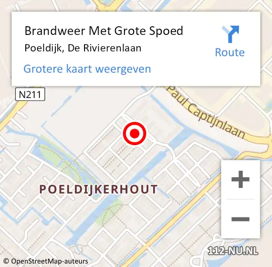 Locatie op kaart van de 112 melding: Brandweer Met Grote Spoed Naar Poeldijk, De Rivierenlaan op 31 december 2024 21:18