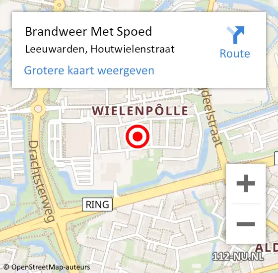 Locatie op kaart van de 112 melding: Brandweer Met Spoed Naar Leeuwarden, Houtwielenstraat op 31 december 2024 21:19