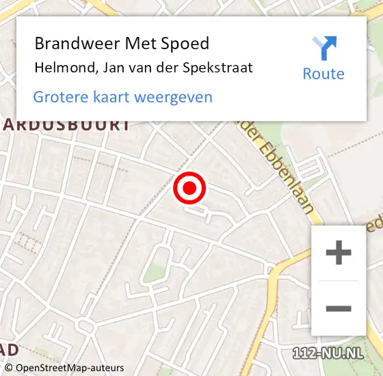 Locatie op kaart van de 112 melding: Brandweer Met Spoed Naar Helmond, Jan van der Spekstraat op 31 december 2024 21:25