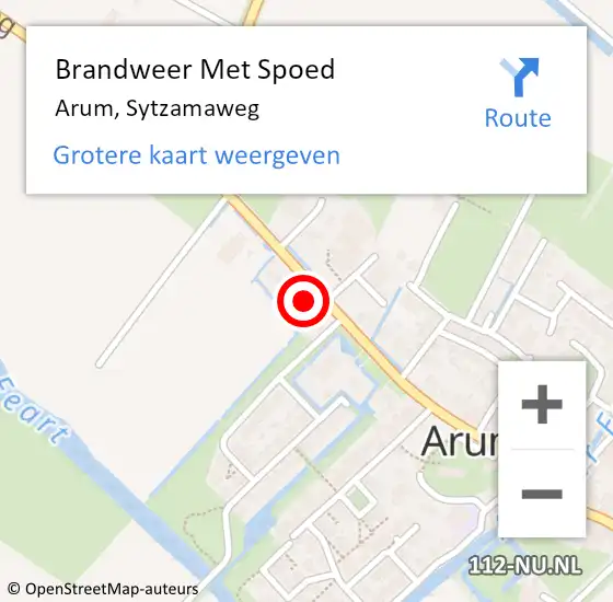 Locatie op kaart van de 112 melding: Brandweer Met Spoed Naar Arum, Sytzamaweg op 31 december 2024 21:28