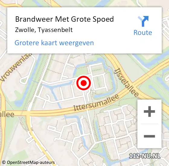 Locatie op kaart van de 112 melding: Brandweer Met Grote Spoed Naar Zwolle, Tyassenbelt op 31 december 2024 21:30