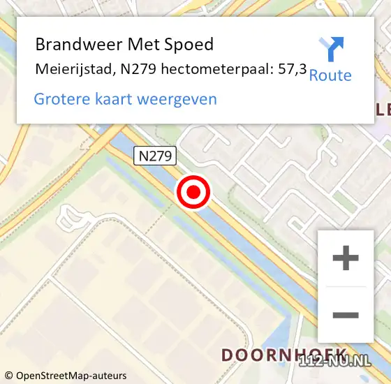 Locatie op kaart van de 112 melding: Brandweer Met Spoed Naar Meierijstad, N279 hectometerpaal: 57,3 op 31 december 2024 21:35