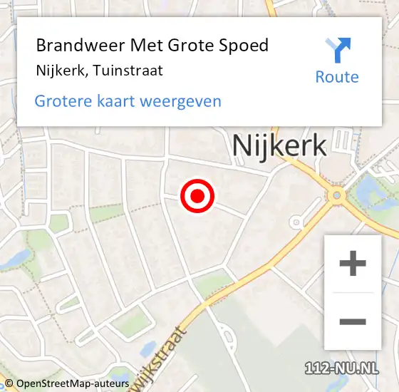 Locatie op kaart van de 112 melding: Brandweer Met Grote Spoed Naar Nijkerk, Tuinstraat op 31 december 2024 21:38