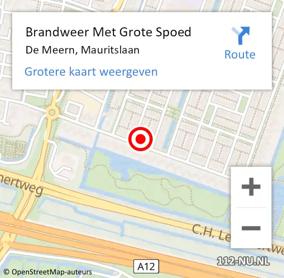 Locatie op kaart van de 112 melding: Brandweer Met Grote Spoed Naar De Meern, Mauritslaan op 31 december 2024 21:41