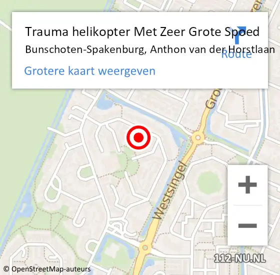 Locatie op kaart van de 112 melding: Trauma helikopter Met Zeer Grote Spoed Naar Bunschoten-Spakenburg, Anthon van der Horstlaan op 31 december 2024 21:42