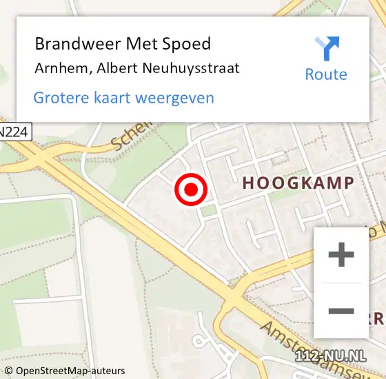 Locatie op kaart van de 112 melding: Brandweer Met Spoed Naar Arnhem, Albert Neuhuysstraat op 31 december 2024 21:42