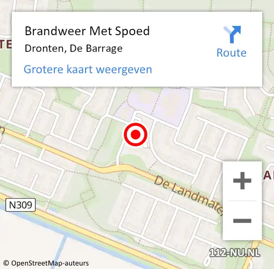 Locatie op kaart van de 112 melding: Brandweer Met Spoed Naar Dronten, De Barrage op 31 december 2024 21:43