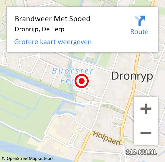 Locatie op kaart van de 112 melding: Brandweer Met Spoed Naar Dronrijp, De Terp op 31 december 2024 21:44