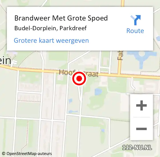 Locatie op kaart van de 112 melding: Brandweer Met Grote Spoed Naar Budel-Dorplein, Parkdreef op 31 december 2024 21:46