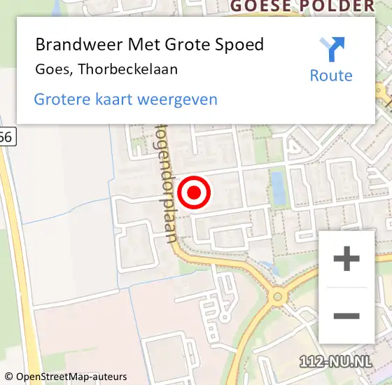 Locatie op kaart van de 112 melding: Brandweer Met Grote Spoed Naar Goes, Thorbeckelaan op 31 december 2024 21:46