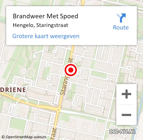 Locatie op kaart van de 112 melding: Brandweer Met Spoed Naar Hengelo, Staringstraat op 31 december 2024 21:47