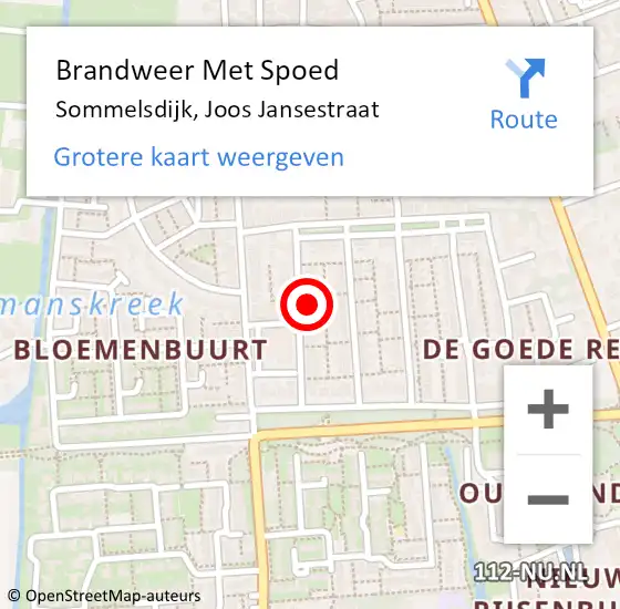 Locatie op kaart van de 112 melding: Brandweer Met Spoed Naar Sommelsdijk, Joos Jansestraat op 31 december 2024 21:51