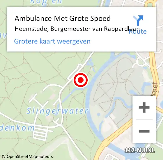 Locatie op kaart van de 112 melding: Ambulance Met Grote Spoed Naar Heemstede, Burgemeester van Rappardlaan op 31 december 2024 21:51