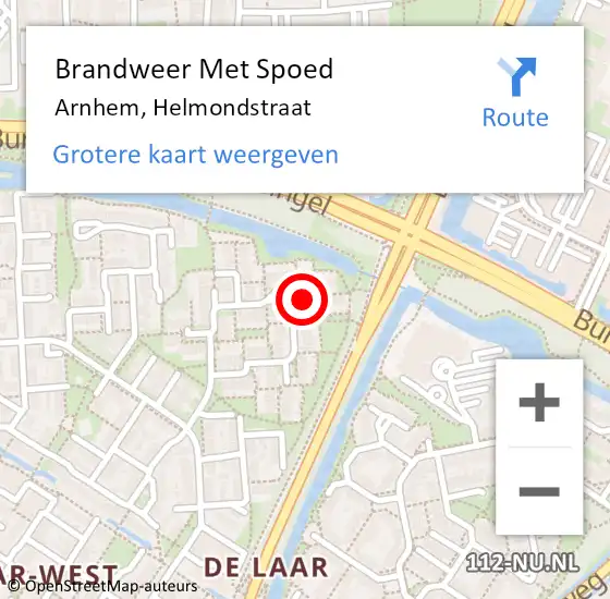 Locatie op kaart van de 112 melding: Brandweer Met Spoed Naar Arnhem, Helmondstraat op 31 december 2024 21:51