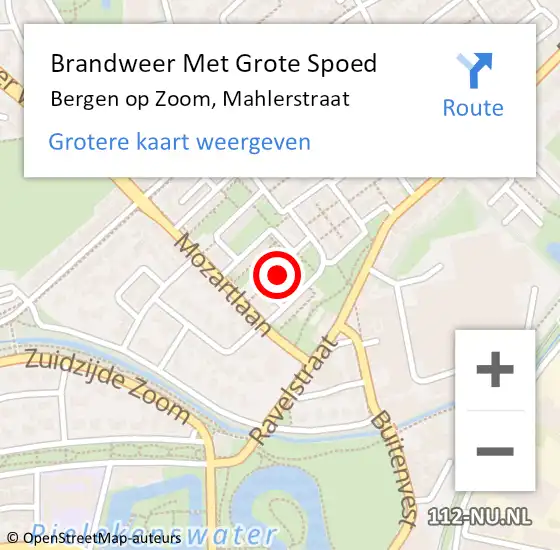 Locatie op kaart van de 112 melding: Brandweer Met Grote Spoed Naar Bergen op Zoom, Mahlerstraat op 31 december 2024 21:54