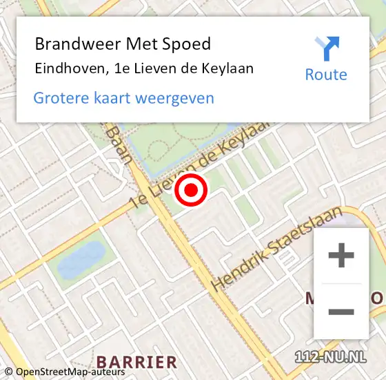 Locatie op kaart van de 112 melding: Brandweer Met Spoed Naar Eindhoven, 1e Lieven de Keylaan op 31 december 2024 21:55