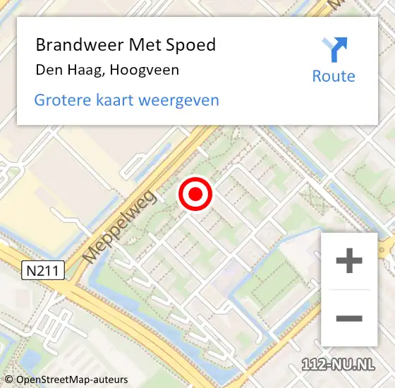 Locatie op kaart van de 112 melding: Brandweer Met Spoed Naar Den Haag, Hoogveen op 31 december 2024 21:56