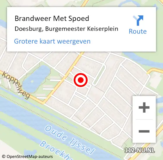 Locatie op kaart van de 112 melding: Brandweer Met Spoed Naar Doesburg, Burgemeester Keiserplein op 31 december 2024 21:58