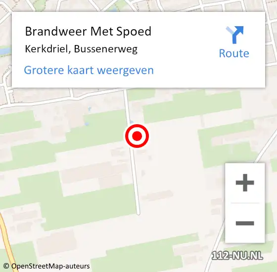 Locatie op kaart van de 112 melding: Brandweer Met Spoed Naar Kerkdriel, Bussenerweg op 31 december 2024 22:00