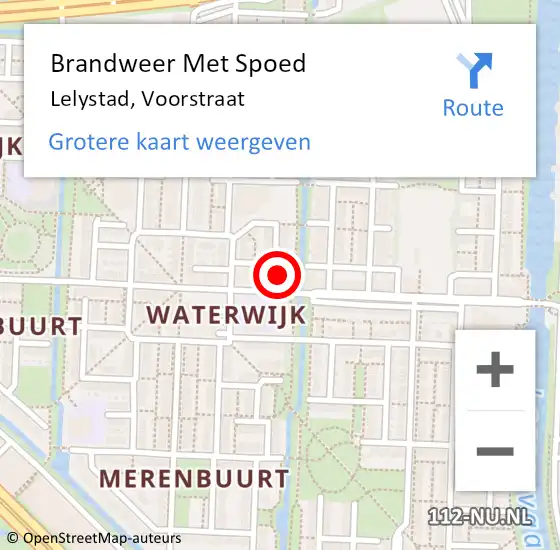 Locatie op kaart van de 112 melding: Brandweer Met Spoed Naar Lelystad, Voorstraat op 31 december 2024 22:02