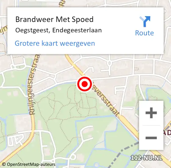 Locatie op kaart van de 112 melding: Brandweer Met Spoed Naar Oegstgeest, Endegeesterlaan op 31 december 2024 22:05