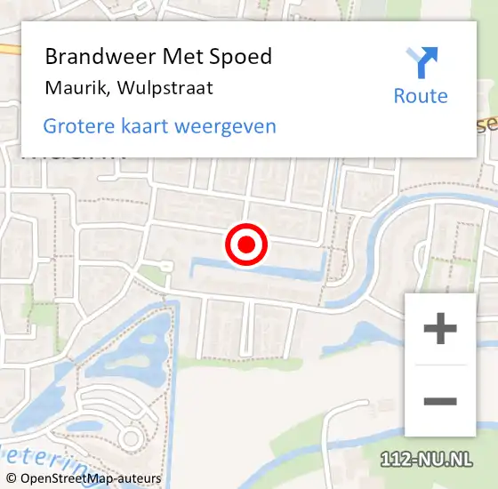 Locatie op kaart van de 112 melding: Brandweer Met Spoed Naar Maurik, Wulpstraat op 31 december 2024 22:06