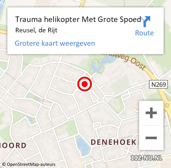 Locatie op kaart van de 112 melding: Trauma helikopter Met Grote Spoed Naar Reusel, de Rijt op 31 december 2024 22:17