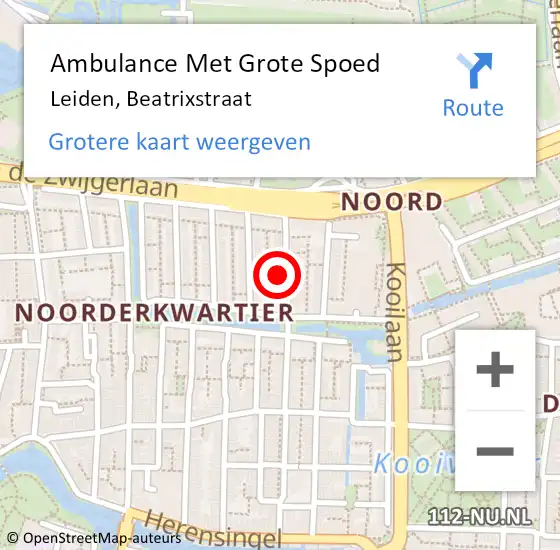 Locatie op kaart van de 112 melding: Ambulance Met Grote Spoed Naar Zoeterwoude, Beatrixstraat op 31 december 2024 22:28