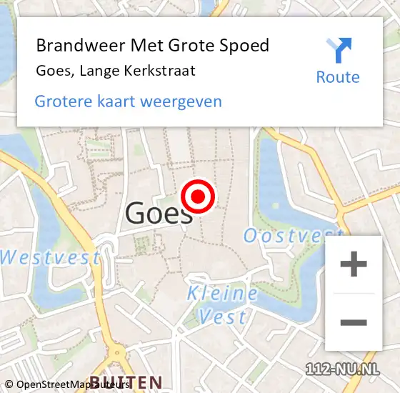 Locatie op kaart van de 112 melding: Brandweer Met Grote Spoed Naar Goes, Lange Kerkstraat op 31 december 2024 22:36