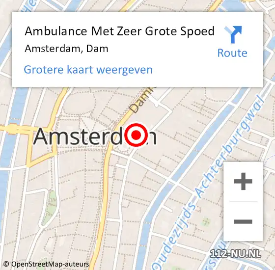 Locatie op kaart van de 112 melding: Ambulance Met Zeer Grote Spoed Naar Amsterdam, Dam op 31 december 2024 22:42