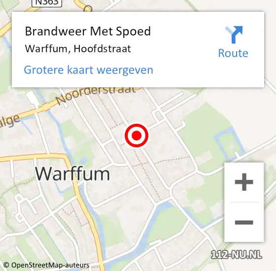 Locatie op kaart van de 112 melding: Brandweer Met Spoed Naar Warffum, Hoofdstraat op 31 december 2024 22:43