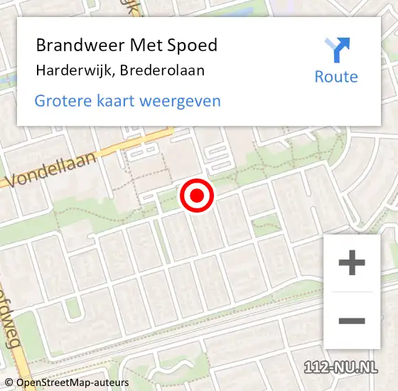 Locatie op kaart van de 112 melding: Brandweer Met Spoed Naar Harderwijk, Brederolaan op 31 december 2024 22:44