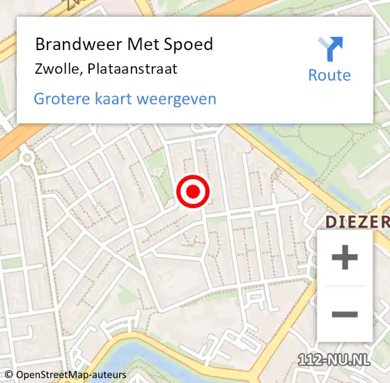 Locatie op kaart van de 112 melding: Brandweer Met Spoed Naar Zwolle, Plataanstraat op 31 december 2024 22:45