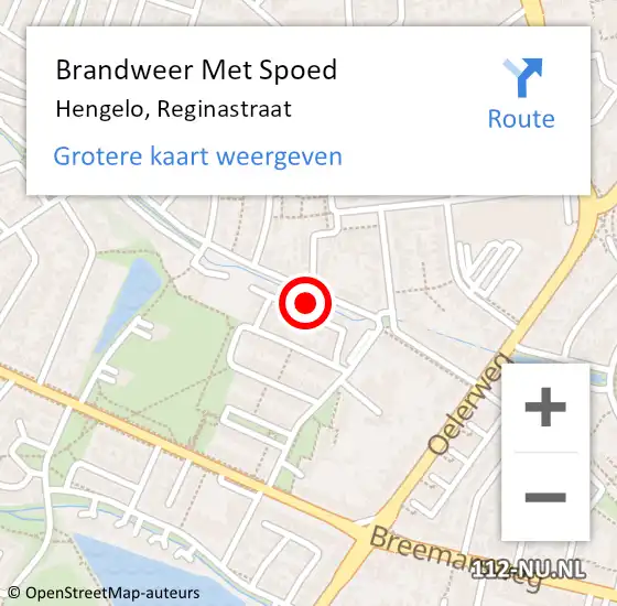 Locatie op kaart van de 112 melding: Brandweer Met Spoed Naar Hengelo, Reginastraat op 31 december 2024 22:46