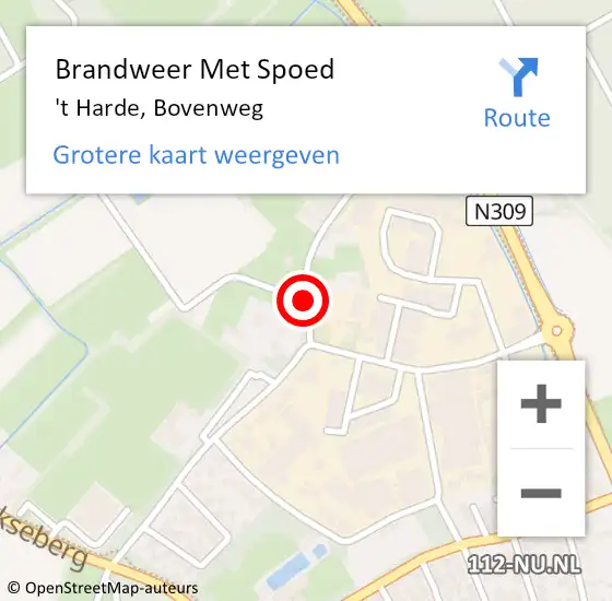 Locatie op kaart van de 112 melding: Brandweer Met Spoed Naar 't Harde, Bovenweg op 31 december 2024 22:51