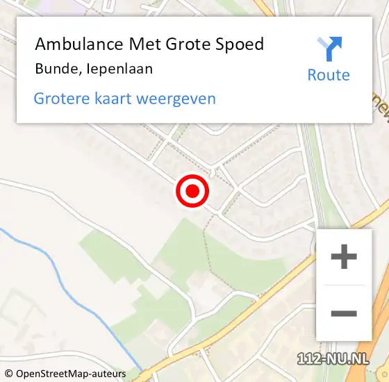 Locatie op kaart van de 112 melding: Ambulance Met Grote Spoed Naar Bunde, Iepenlaan op 1 november 2014 10:39